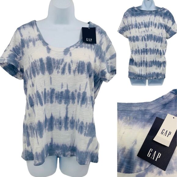 Gap Foreversoft Blue and White Tie Dye T-Shirt - Picture 11 of 12
